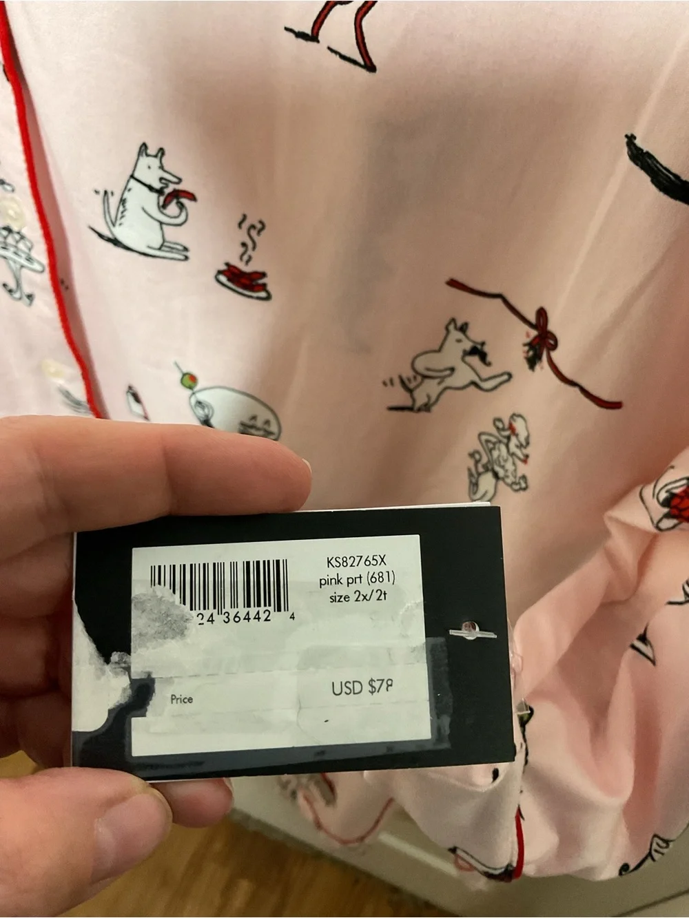 Kate Spade Holiday Cat Pajama Set Pink Christmas PJs 2X/2T
